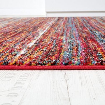 Paco Home Teppiche Modern Wohnzimmer Teppich Spezial Melierung Rot Multicolour Meliert Grösse:240x340 cm