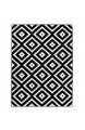 Tapiso MAROKO Teppich Modern Kurzflor Geometrisch Diamant Karo Marokkanisch Viereck Muster Schwarz Creme Wohnzimmer ÖKOTEX 120 x 170 cm