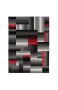 Tapiso Maya Teppich Kurzflor Modern Vierecke Streifen Design Schwarz Grau Rot Weiß Meliert Verwischt Wohnzimmer Schlafzimmer ÖKOTEX 120 x 170 cm