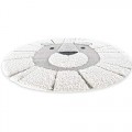 Teppich Löwe Rund 120x120cm Weiß-Grau weicher Hochflor mit robustem Flachgewebe kombiniert