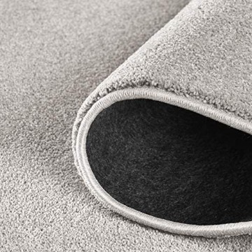 Teppich Wölkchen Kurzflor Teppich I Flauschige Flachflor Teppiche fürs Wohnzimmer Esszimmer Schlafzimmer oder Kinderzimmer I Einfarbig I Grau - 80 x 150