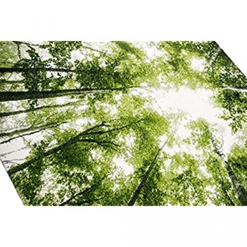 Traum Designer und Moderner Teppich Kurzflor Wohnzimmer Teppich Wald in Grün Weiss Größe 80x150 cm