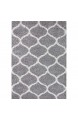 VIMODA Hochflor Teppich Maschen Design Marokkanisch Muster Grau Creme Maße:200x280 cm