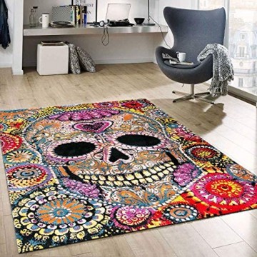 VIMODA Kunstvoller Teppich Mit Schädel Motiv Geheimnisvoll In Multicolor Maße:60x110 cm
