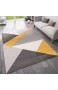 VIMODA Teppich Wohnzimmer Schlafzimmer Flur Teppich Geometrisches Muster Gelb Maße:160x220 cm