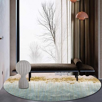 WJW-DT Runde Teppiche Wohnzimmer Schlafzimmer Couchtisch Anti-Rutsch-Teppiche Geometrische Muster Teppiche Pink Grey Golden-140cm