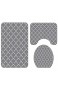 FENRIR 3 Stück rutschfeste Ständer Badematten Set atmungsaktivem Memory-Schaum Bad-Teppiche weiches Wasser saugfähig Badezimmer Teppich