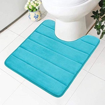 Homaxy Memory Foam rutschfeste Ständer Badematten Weiches Wasser Saugfähig WC Teppich Waschbar Badteppiche (Pfauenblau 50X60 cm)