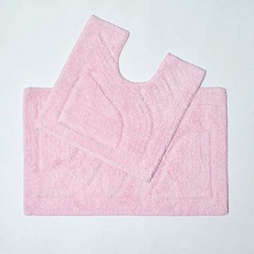 Homescapes 2-teiliges Badvorleger Set Badteppich 50 x 80 cm und WC Vorleger 50 x 55 cm rosa Badematten Set aus 100% Baumwolle in Hotel Qualität