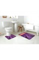 JISMUCI Badematten Set 2 Teilig rutschfeste，Lila Lavendel Blumen Pflanze，Badematten und WC Vorleger Waschbar Badteppich für Badezimmer