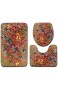 MANNUOSI rutschfest badteppich Set wc Teppich Set 3er-Pack Badteppiche Set U-Form konturiert badematten & badteppiche Teppiche Deckelabdeckung(Schmetterling)