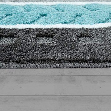 Paco Home Badematte Kurzflor-Teppich Für Badezimmer Mit 3-D-Muster In Grau Blau Grösse:70x120 cm