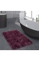 Paco Home Moderner Hochflor Badezimmer Teppich Einfarbig Badematte rutschfest In Dunkellila Grösse:70x120 cm