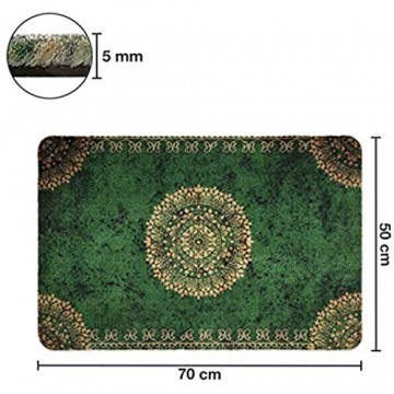 deco-mat Fußmatte Orient (50 x 70 cm Grün) • rutschfeste und waschbare Fußmatte für außen/innen • saugstarke Schmutzfangmatte für Innen-/Außenbereich in orientalischem Design