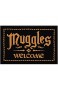 MoonWorks® Fußmatte mit Spruch Muggles Welcome Willkommen Fantasy-Bücher/Filmreihe Zaubern rutschfest & waschbar schwarz 60x40cm
