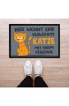 MoonWorks® Fußmatte mit Spruch verwöhnte Katze lustig Tiermotiv Katzenbesitzer rutschfest & waschbar schwarz 60x40cm