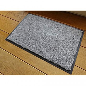 oKu-Tex Eco-Clean Schmutzfangmatte Fußmatte Läufer rutschfest & waschbar recycelt für innen silbergrau hellgrau silber 90 x 120 cm