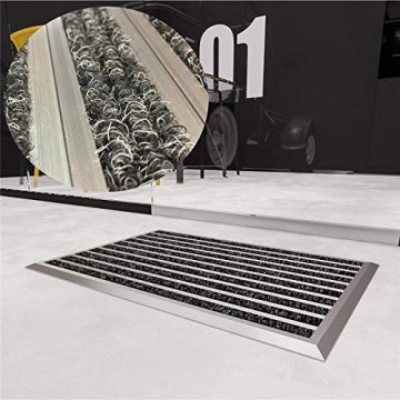 WEST&EAST Schmutzfangmatte Grau 40 x 60 cm Aluminium Fußabtreter Sauberlaufmatte Fußmatte