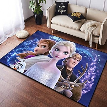 Frozen Anime Teppich Mädchen Schlafzimmer Bodenmatte Kinderzimmer rutschfeste Cartoon Prinzessin Teppich 80x150cm