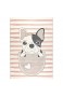 havatex Kinderteppich Puppy - Rosa Weiß oder Blau Weiß gestreift | süßes Motiv mit Hund Welpe Bulldogge | Öko-Tex Siegel | Mädchen Jungen Kinderzimmer Farbe:Rosa Größe:80 x 150 cm