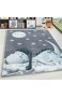 HomebyHome Kurzflor Kinderteppich Dino Wolke Kinderzimmer Babyzimmer Teppich Soft Grau Blau Farbe:Blau Grösse:120x170 cm