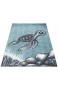 HomebyHome Kurzflor Kinderteppich Schildkröte Kinderzimmer Teppich Soft Grau Blau Meliert Farbe:Blau Grösse:160x230 cm