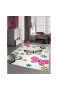 Kinderteppich Spielteppich Schmetterling Design Creme Pink Grau Grün Blau Größe 140x200 cm