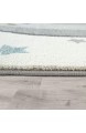 Kinderzimmer Teppich Blau Grau Heißluftballon Wolken Tiere 3-D Design Pastell Grösse:120x170 cm