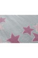 LIVONE Happy Rugs for Kids Moderner Kinderteppich Baby Teppich Kinderzimmer Sterne in Silber grau rosa Weiss Grösse 120 x 180 cm
