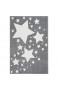 Livone Hochwertiger Kinderteppich Kinderzimmer Babyteppich mit Sternen Punkte in Silber grau Weiss Größe 160 x 220 cm