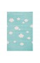 Livone Kinderzimmer Baby Teppich Kinderteppich Hochwertig mit Wolken in Mint Weiss mit Konturenschnitt Grösse 120x 180 cm