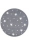 Livone Kinderzimmer Baby Teppich Kinderteppich Punkte Sterne Silber grau Weiss Größe 133 cm rund