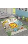 Paco Home Kinderzimmer Teppich Bunt Grün Fröhliche Tiere Zoo Dschungel Muster 3-D Design Grösse:120x170 cm