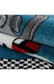Teppich Kinderteppich Kurzflor Pflegeleicht Rennwagen Kinderzimmer Blau Maße:160 cm x 230 cm