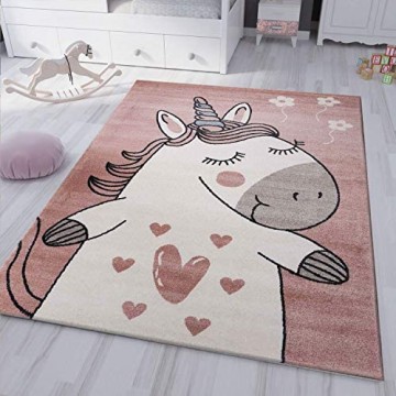 VIMODA kinderzimmer kinderteppich Pony Einhorn Teppich Flauschig für Kinderzimmer Spielzimmer Maße:120x170 cm