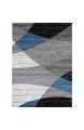 VIMODA Teppich Geometrisches Muster Meliert in Grau Weiß Schwarz und Blau Maße:200x280 cm