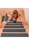DanceWhale 15er Set Stufenmatten (76.2 x 20.3 cm) Treppenmatten Treppen rutschfest Selbstklebende Treppenteppich Sicherheit Stufenteppich für Kinder Älteste und Haustiere Grau