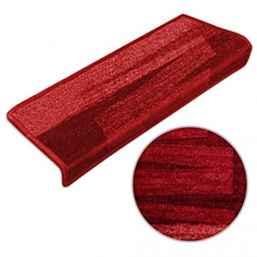 Floordirekt Stufenmatten Via Veneto | Halbrund oder Eckig | Treppenmatten in 5 Farben | Strapazierfähig & pflegeleicht | Stufenteppich für Innen (Rot Eckig 65 x 23 5 cm)
