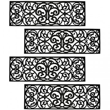 Hedume 4 Stück Gummi-Stufenmatten rutschfeste Stufenmatten Gummi-Fußmatte für Außen- Innenbereich Eingang Treppen (73 7 x 24 1 cm)