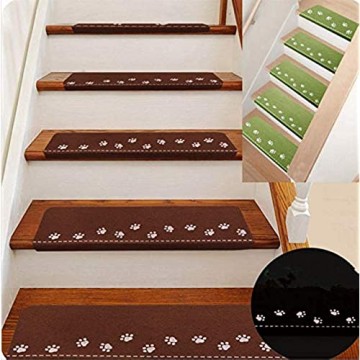 Marbeine Leucht-Teppich Treppenstufen beleuchtet selbstklebend ohne PVC-Kleber Rutschfest 5 Stück braun