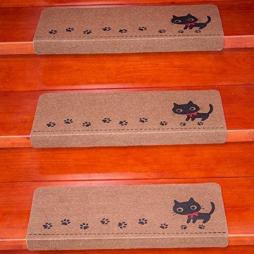 MEIDUN Treppenstufe Stufenteppich 7er Set Stufenmatten 55x22cm Treppenteppich Selbstklebend Sicherheit Stufenteppich Für Kinder Älteste Und Haustiere Stufenschutz Für Inn Coffee