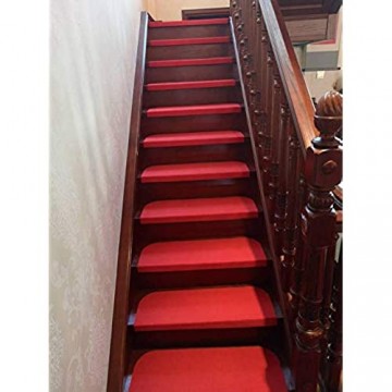 XTHY 10 Stück Treppenmatte-Rot 90 * 24 * 4CM Stufenmatten Treppenmatten Treppen rutschfest Selbstklebende Treppenteppich Sicherheit Stufenteppich für Kinder Älteste und Haustiere