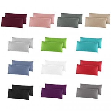 2er Pack Baumwolle Renforcé Kissenbezug Kissenbezüge Kissenhüllen 40x80 cm in 14 modernen Farben Stahlgrau