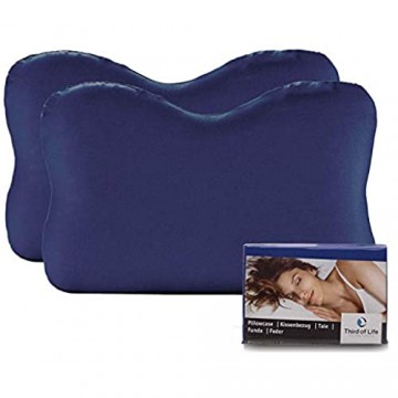 Hochwertiger Kissenbezug Doppelpack (2er Set Nachtblau Uni) für das RE-Charge Pillow – Baumwolle Double Jersey guter Fit bügelfrei 3 Jahre Garantie Kissenhülle mit Reißverschluss