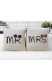 Miya® Mr & Mrs Micky und Minni liebevolle hochwertige Hochzeit Paar Kissenbezüge aus Baumwoll Sofakissen Kissenbezug Hochzeitgeschenk (Micky)