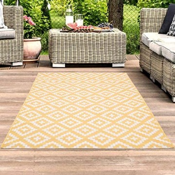 carpet city Outdoor-Teppich Läufer Wetterfest Balkon Terrasse Modern Geometrisches Muster in Gelb; Größe: 60x230 cm