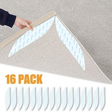 DOXILA Teppich-Greifer in Blattform für Teppiche rutschfest rutschfest wiederverwendbar für Hartholzböden Fliesen Teppiche Polyurethan 16 Stück (weiß)