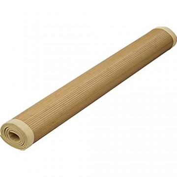 Rutschfester Bambusteppich Wasserabweisende Bambusmatte Holzteppich aus Bambus für Küche Flur & Wohnzimmer in Naturoptik und Dunkelbraun (Natur 80 x 150 cm)