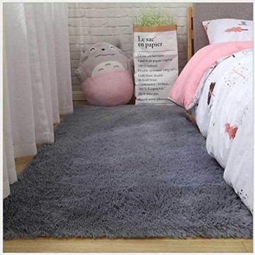 Shaggy-Teppich einfarbig flauschig Plüsch Wohnzimmer-Deko Sofa-Fußmatte Schlafzimmer Nachttisch-Teppich moderner Bereich (Farbe: Grau Größe: 40 x 60 cm)