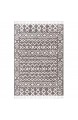 Teppich Hochflor Wohnzimmer - Ethno Boho Stil 120x160 cm Grau Creme - Teppiche mit Fransen
